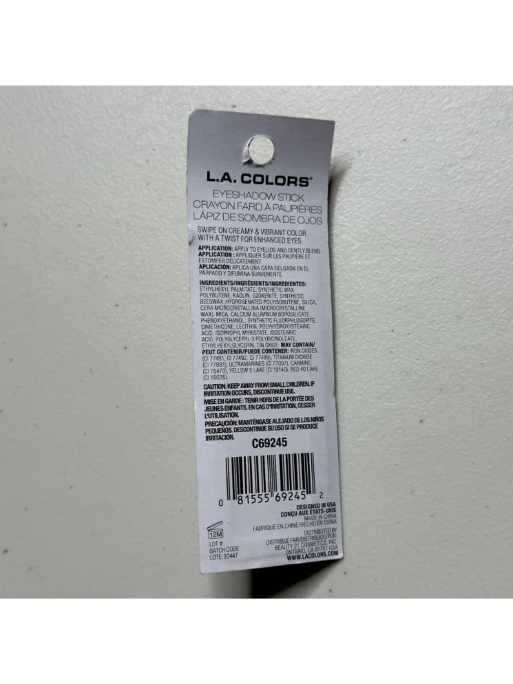 LA Colors Shadow Stick Sweeter Than Pink Eyeshadow Crayon Twist Up